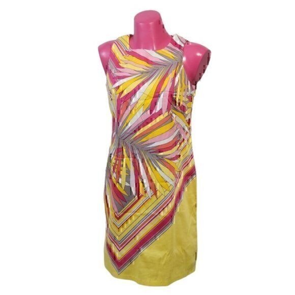 London Times 8 Pink Yellow Dress - Picture 1 of 7